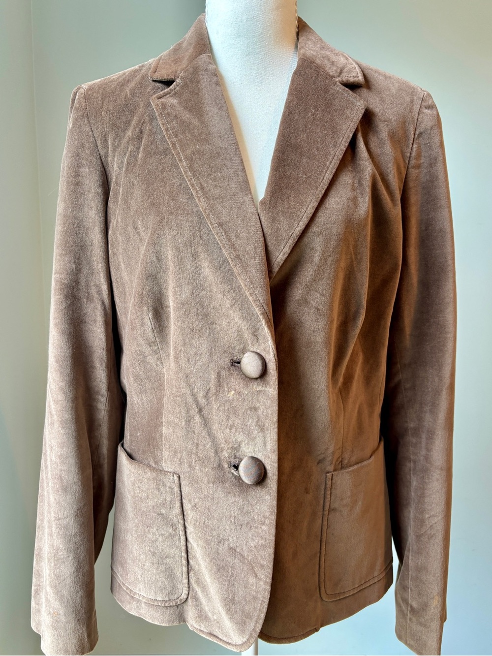 Banana Republic Vintage Brown Velvet Button Up Blazer Y2K Retro - Size 10 - Picture 2 of 11